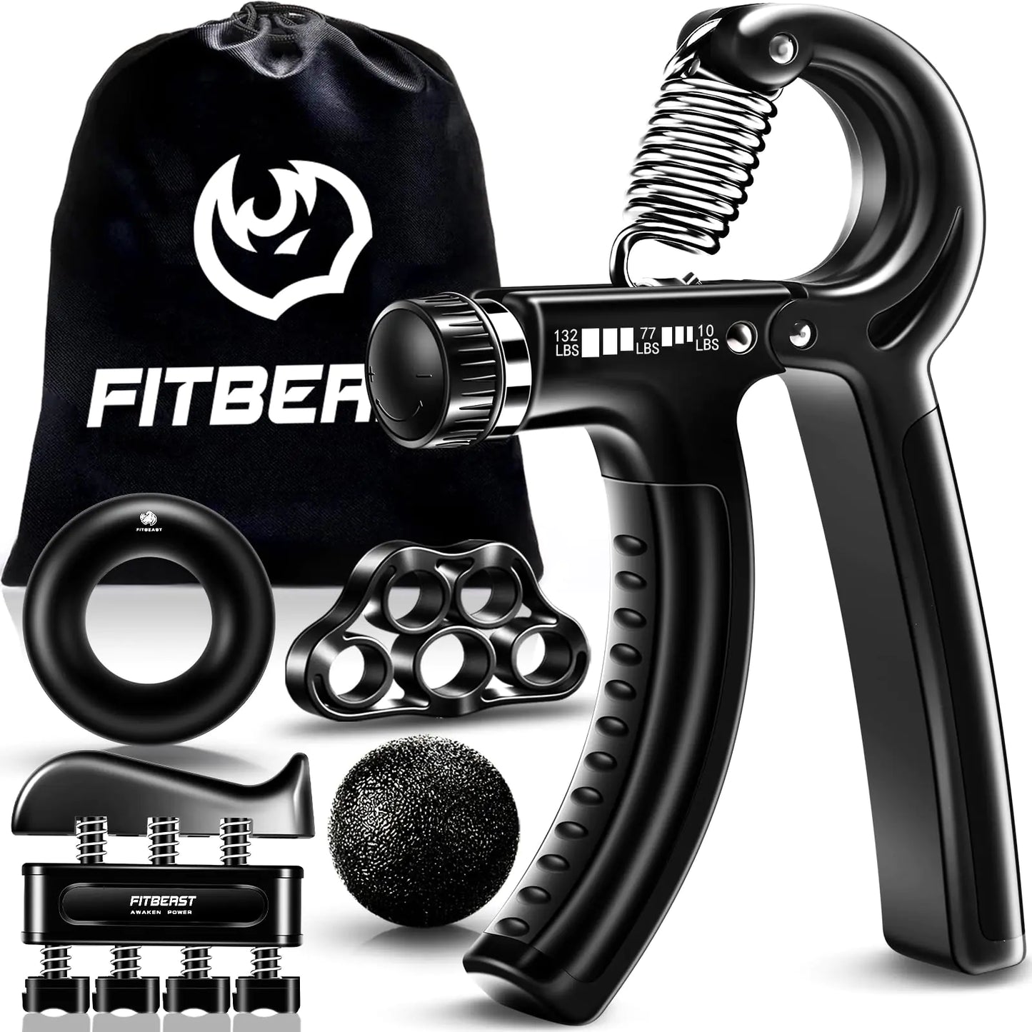 Kit Ejercitador de Mano y Antebrazo – Incluye 5 Herramientas para Fortalecer Manos, Dedos, Muñeca y Antebrazo + Bolsa de Almacenaje | Ideal para Atletas y Entrenamiento de Fuerza.